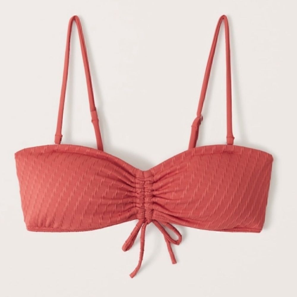 Abercrombie & fitch diagonal stripe cinched bikini top red
